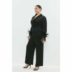 Coast Plus Size Drape Front Feather Cuff Jumpsuit For Female