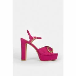 Coast Embellished Buckle Flared Heel Sandal For Female