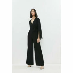 Coast Fringe Wrap Wide Leg Jumpsuit For Female