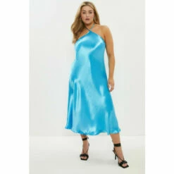 Coast Plus Size Diamond Halter Satin Midi Dress For Female