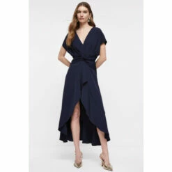 Coast Midi Dress With Twist Waist & Ruffle For Female