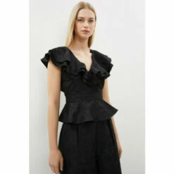 Coast Ruffle Detail Jacquard Top For Female