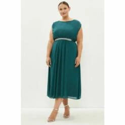Coast Plus Size Embellished Belt Midi Dress For Female
