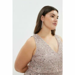 Coast Plus Size V Neck Blouson Sequin Maxi Dress For Female