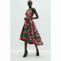 Coast Dip Hem Midi Dress In Jacquard For Female