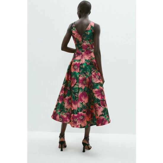 Coast Dip Hem Midi Dress In Jacquard For Female - Image 3