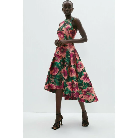 Coast Dip Hem Midi Dress In Jacquard For Female - Image 5