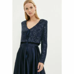 Coast Tie Front Sequin Jacket For Female