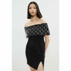 Coast Embelished Bardot Sculpting Jersey Mini Dress For Female