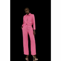 Coast Premium Tweed Trim Detail Wide Leg Trousers For Female