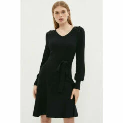 Coast Embellished Shoulder V Neck Knitted Dress For Female