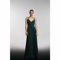 Coast Shimmer Fabric Pleat Skirt Strappy Back Maxi For Female