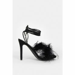 Coast Strappy Feather Faux Suede Heel For Female