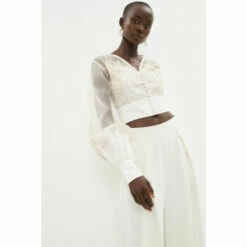 Coast Premium Organza Applique Balloon Sleeve Blous For Female