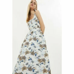 Coast Bodice Detail Full Skirted Jacquard Midi Dres For Female