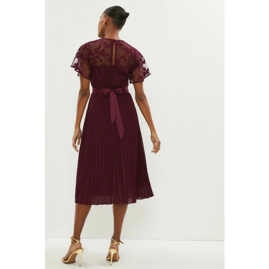 Coast Flare Sleeve Embroidered Tie Waist Dress For Female - Image 3