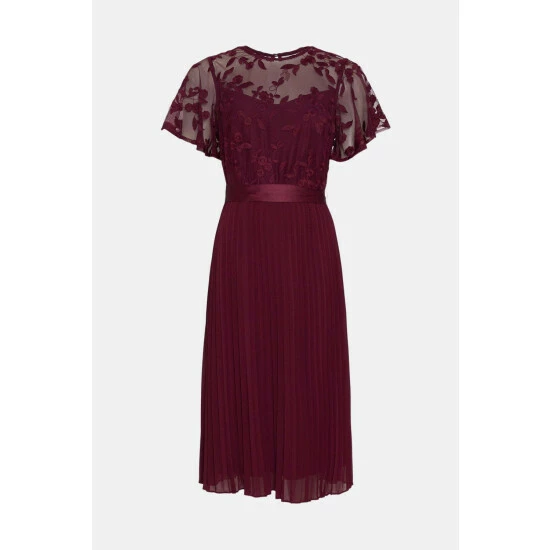 Coast Flare Sleeve Embroidered Tie Waist Dress For Female - Image 4