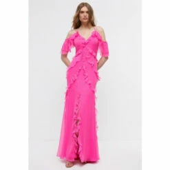 Coast Statement Frill Cold Shoulder Open Back Dress For Female