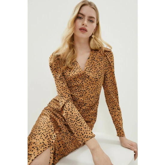 Coast Ruched Button Through Midi Dress For Female - Image 2