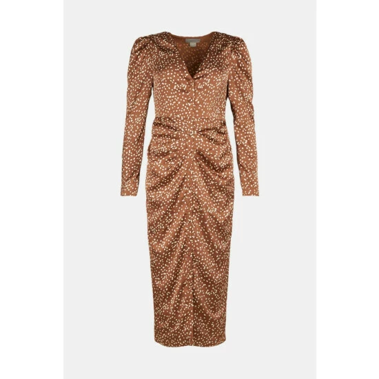 Coast Ruched Button Through Midi Dress For Female - Image 4