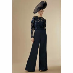 Coast Lisa Tan Premium Lace Overlay Jumpsuit For Female