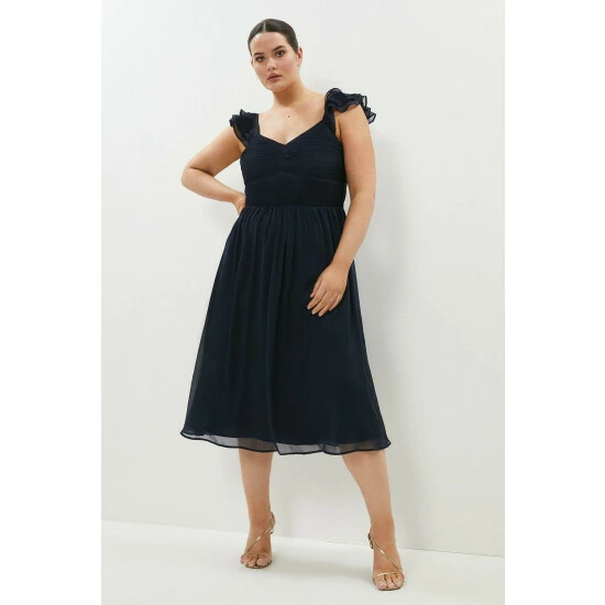 Coast Plus Size Ruffle Sleeve Crinkle Chiffon Dress For Female - Image 2