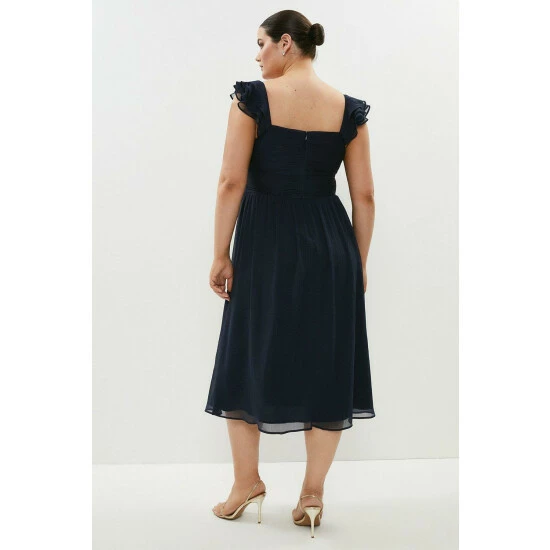 Coast Plus Size Ruffle Sleeve Crinkle Chiffon Dress For Female - Image 3