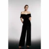 Coast Velvet Bardot Detail Wide Leg Jumpsuit For Female