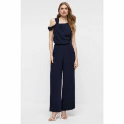 Coast Knot Shoulder Drape Wide Leg Jumpsuit For Female