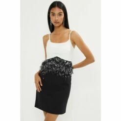 Coast Premium Feather Trim Mini Dress For Female