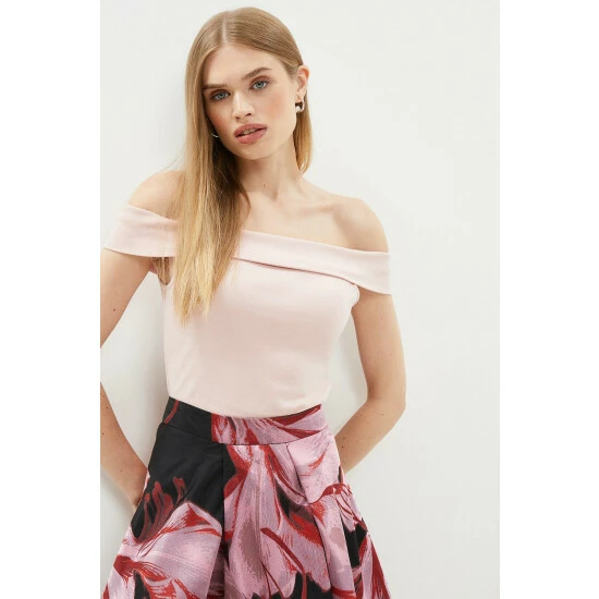 Coast Fold Over Bardot Ponte Top For Female