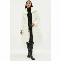 Coast Puffer Coat With Detachable Faux Fur Collar For Female