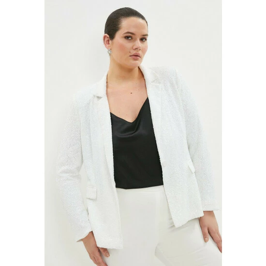 Coast Plus Size Sequin Single Breasted Blazer For Female