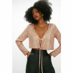 Coast Tie Front Sequin Jacket For Female