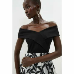 Coast Wrap Bardot 2 In 1 Jacquard Skirt Midi Dress For Female