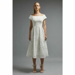 Coast Bardot Clipped Jacquard Midi Dress For Female