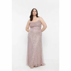 Coast Plus Size Cowl Neck Strappy Sequin Maxi Dress For Female