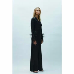 Coast Drape Front Feather Cuff Jumpsuit For Female