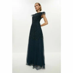 Coast Petite Angel Sleeve Sequin Maxi Dress For Female