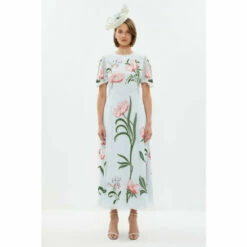 Coast Trailing Floral Angel Sleeve Embroidered Maxi Dress For Female