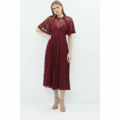 Coast Lace Skirt Crinkle Chiffon Midi Dress For Female