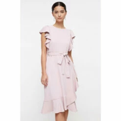 Coast Petite Ruffle Shoulder Tie Waist Dress For Female