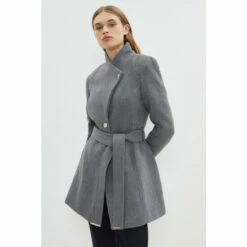 Coast Wool Blend Wrap Collar Short Coat For Female